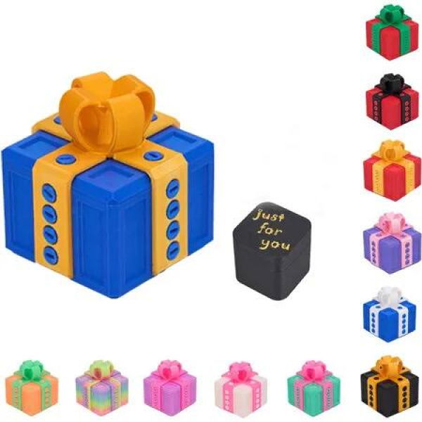 Annoying Gift Box with Screws, Finger in Annoying Box, Take Apart Puzzle for Surprise Funny Prank Gift for Christmas (Blue Gold)