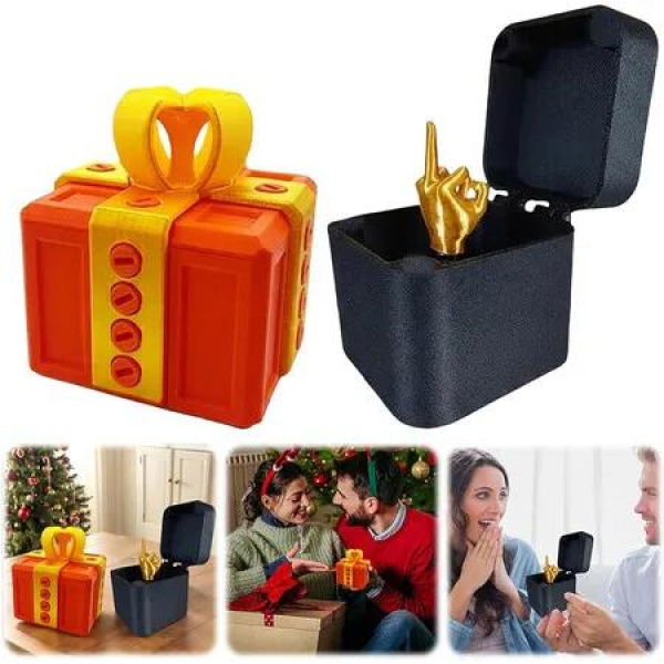 Annoying Gift Box with Screws, Finger in Annoying Box, Take Apart Puzzle for Surprise Funny Prank Gift for Christmas (Orange Gold)