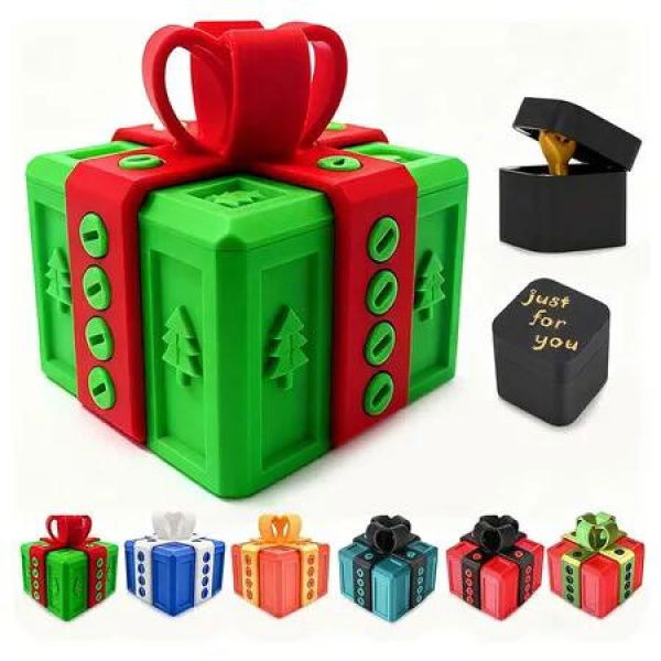 Annoying Gift Box with Screws, Finger in Annoying Box, Take Apart Puzzle for Surprise Funny Prank Gift for Christmas (Red Green)