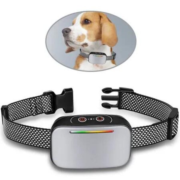 Anti Bark Collar for Medium Large Small Dogs,Dog Brake Collar, Anti Bark Collar with Beep Vibration, Shock and Auto Modes (Silver)