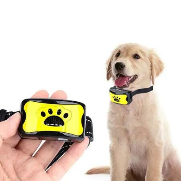 Anti Bark Dog Collar, Anti Bark Collar for Small Medium Large Dogs, Level 7 Sensitivity Vibration Electric Shock Rechargeable Waterproof Training Collar (Yellow)
