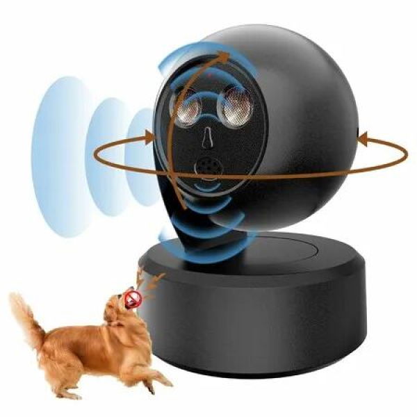 Anti Barking Device Dog Bark Deterrent Simulated Surveillance Camera Bark Control Device Dummy Security Dogs Silencer Indoor Outdoor(Black)