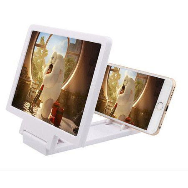 Anti-Radiation Phone Screen Magnifier Cellphone Projector HD 3D Movie Watching Holder (White)