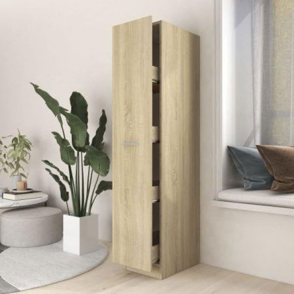 Apothecary Cabinet Sonoma Oak 30x42.5x150 Cm Engineered Wood.