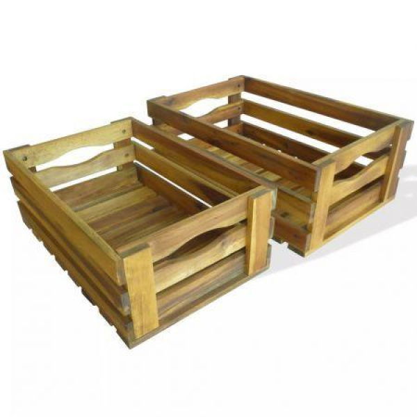 Apple Crates 2 Pcs Solid Acacia Wood