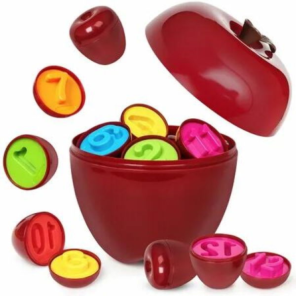 Apple Matching Eggs Toys Color Number Recognition Sorter Puzzle Montessori Toys for Boys Girls Game Educational Toys Christmas Gift
