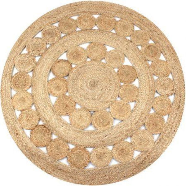 Area Rug Braided Design Jute 150 Cm Round