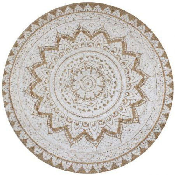 Area Rug Braided Jute Printed 120 Cm Round