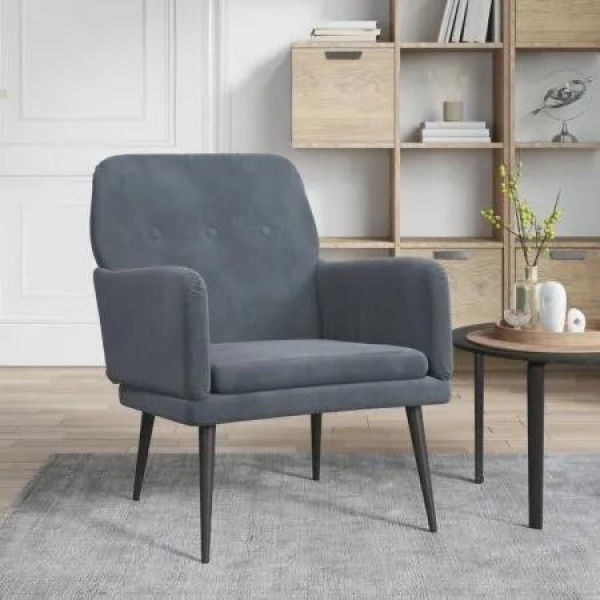 Armchair Dark Grey 62x79x79 cm Velvet