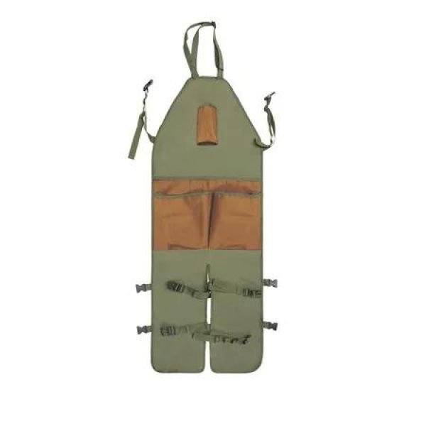 Army Green Garden Apron Oxford Cloth Multi-Pocket Extended Leggings with Brown Pockets Perfect for Gardening & Pruning