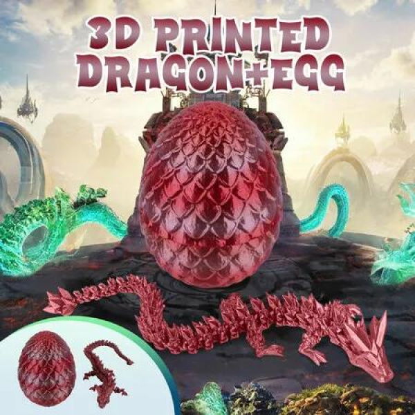 Articulated Dragon Egg 3D Printed Gift Laser Printing Flexible Fidget Toys Home Office Executive Desk Table Decor Surprise Easter Birthday Christmas