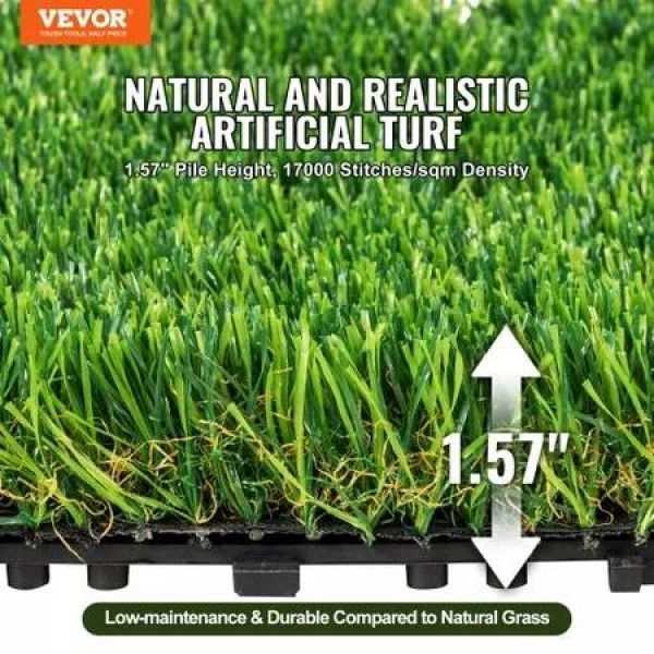 Artifical Grass Tiles Interlocking Turf Deck Set, 18 Pack - 12'x12', Synthetic Fake Grass Self-draining Mat Flooring Decor Pad, Perfect For Multi-Purpose Indoor Outdoor Entryway Scraper Dog Mats