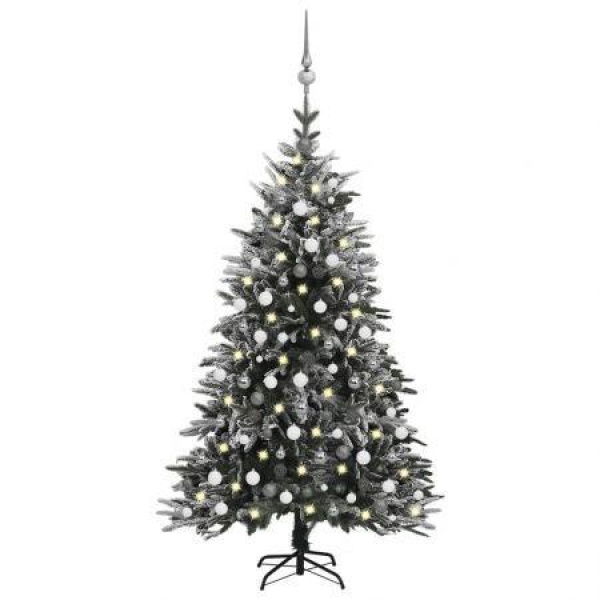 Artificial Christmas Tree LED&Ball Set&Flocked Snow 210 cm PVC&PE