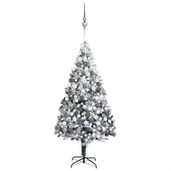 Artificial Christmas Tree LEDs&Ball Set&Flocked Snow Green 300 cm