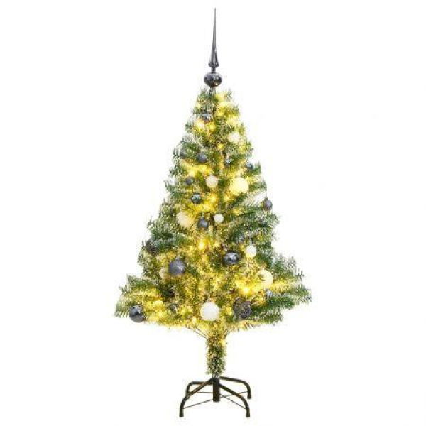 Artificial Christmas Tree with 150 LEDs&Ball Set&Flocked Snow 120 cm