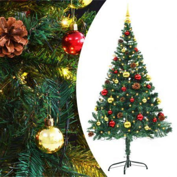 Artificial Christmas Tree With Baubles And LEDs Green 150 Cm