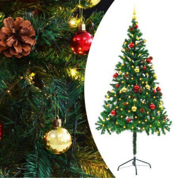 Artificial Christmas Tree With Baubles And LEDs Green 180 Cm