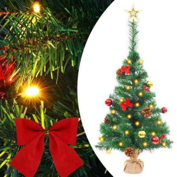 Artificial Christmas Tree With Baubles And LEDs Green 64 Cm