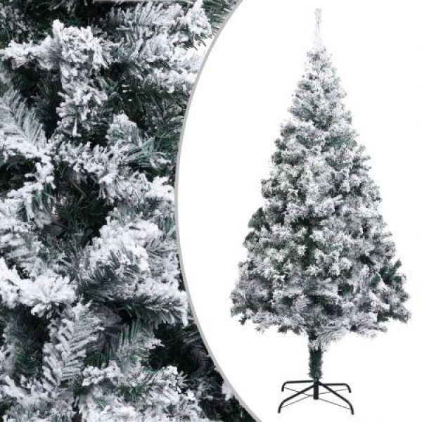 Artificial Christmas Tree With Flocked Snow Green 180 Cm PVC