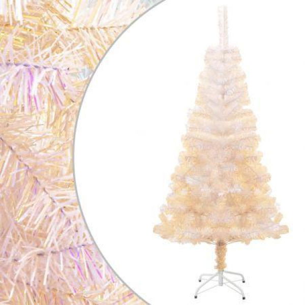 Artificial Christmas Tree with Iridescent Tips White 120 cm PVC