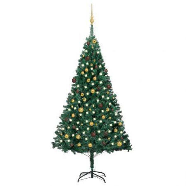 Artificial Christmas Tree with LEDs&Ball Set Green 210 cm PVC