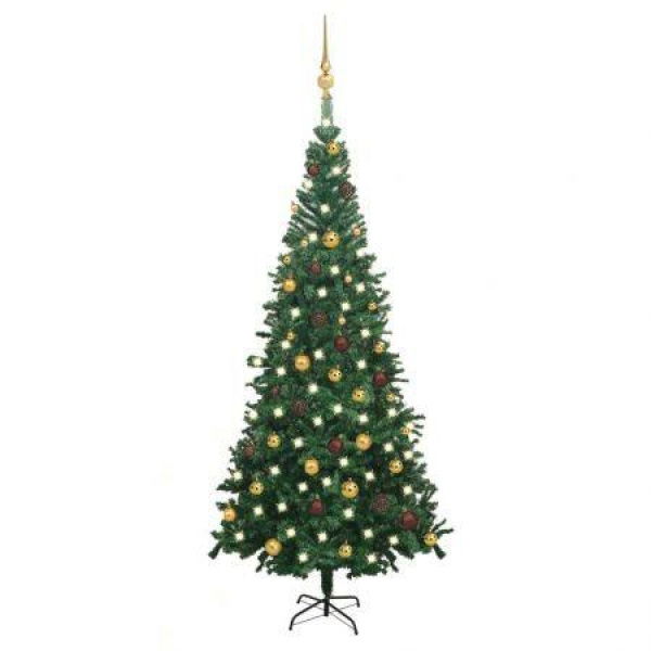 Artificial Christmas Tree with LEDs&Ball Set L 240 cm Green