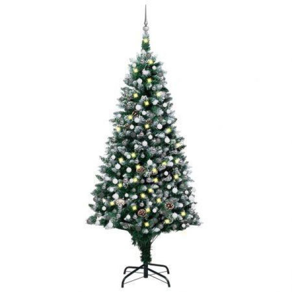 Artificial Christmas Tree with LEDs&Ball Set&Pine Cones 210 cm