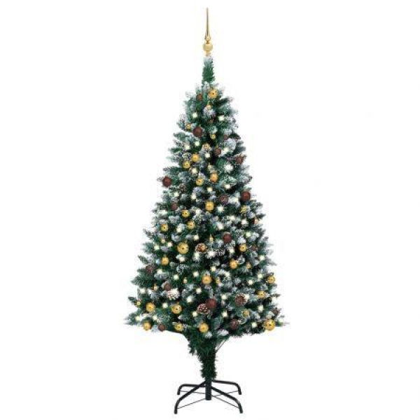 Artificial Christmas Tree with LEDs&Ball Set&Pinecones 210 cm