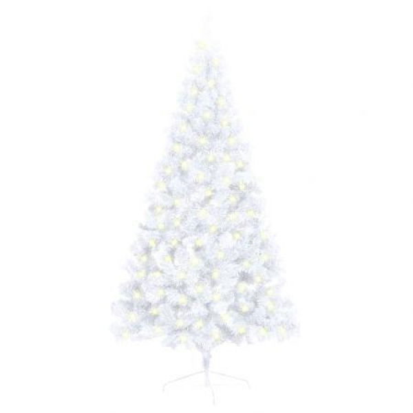 Artificial Half Christmas Tree with LED&Stand White 150 cm PVC