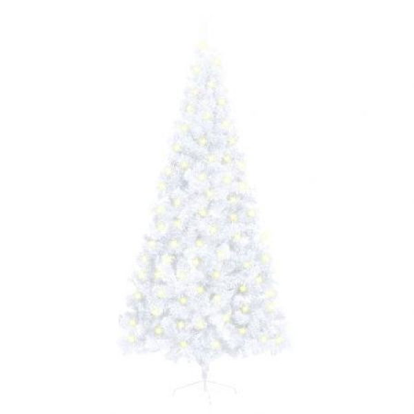 Artificial Half Christmas Tree with LED&Stand White 210 cm PVC