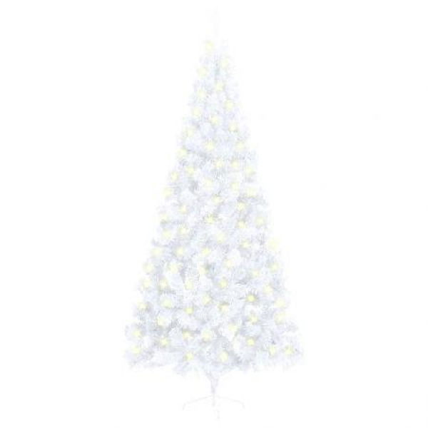 Artificial Half Christmas Tree with LED&Stand White 240 cm PVC