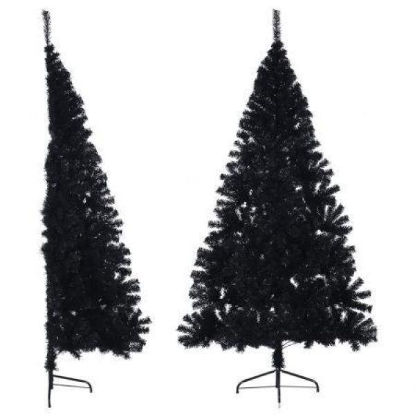 Artificial Half Christmas Tree with Stand Black 180 cm PVC