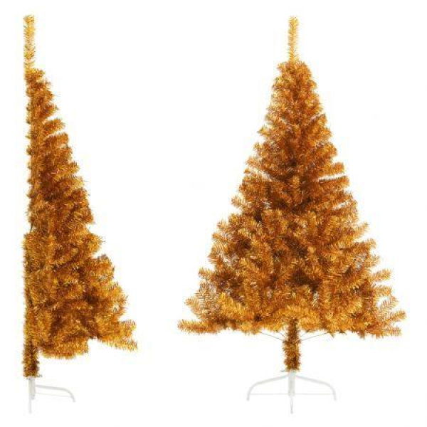 Artificial Half Christmas Tree with Stand Gold 180 cm PET