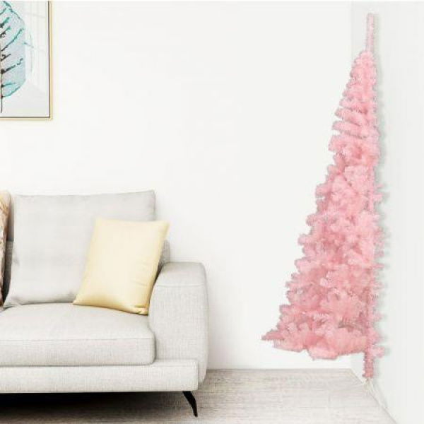 Artificial Half Christmas Tree With Stand Pink 150 Cm PVC