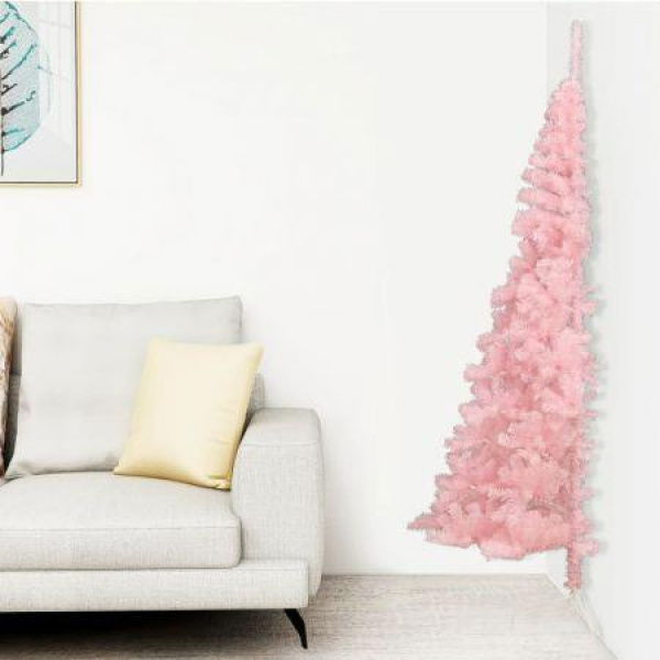 Artificial Half Christmas Tree With Stand Pink 240 Cm PVC