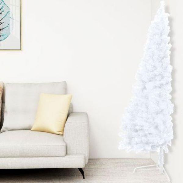 Artificial Half Christmas Tree With Stand White 150 Cm PVC