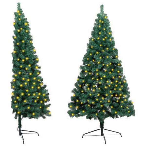 Artificial Half Pre-lit Christmas Tree with Stand Green 150 cm PVC