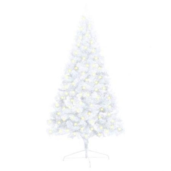 Artificial Half Pre-lit Christmas Tree with Stand White 120 cm PVC