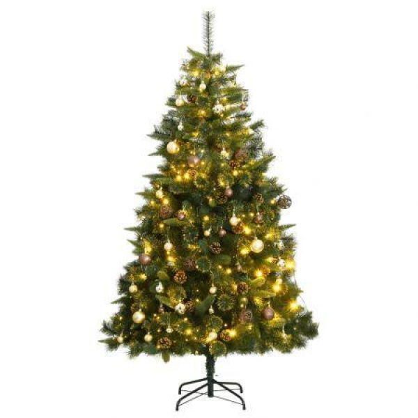 Artificial Hinged Christmas Tree with 300 LEDs & Ball Set 180 cm