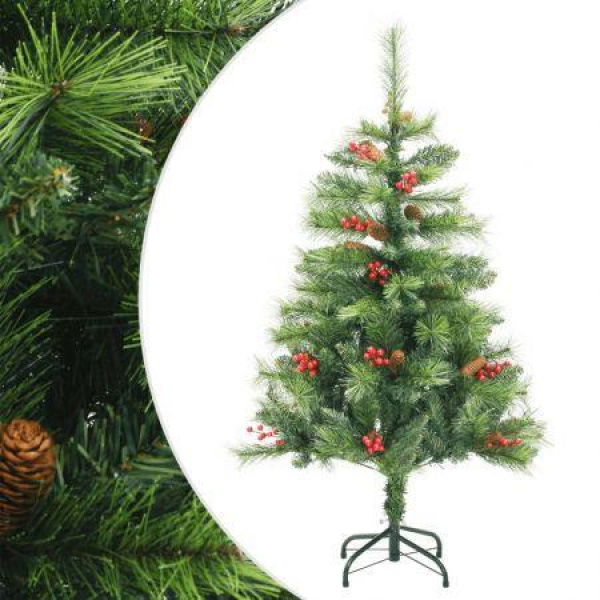 Artificial Hinged Christmas Tree with Cones and Berries 120 cm