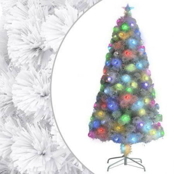 Artificial Pre-lit Christmas Tree White 120 cm Fibre Optic