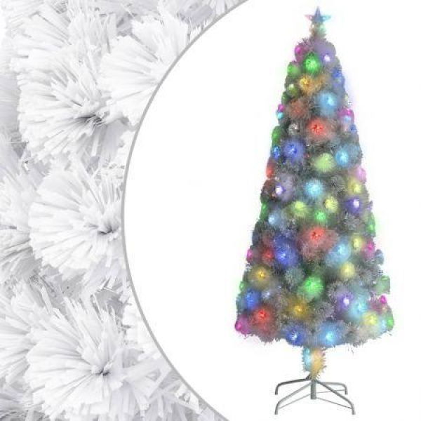 Artificial Pre-lit Christmas Tree White 180 cm Fibre Optic