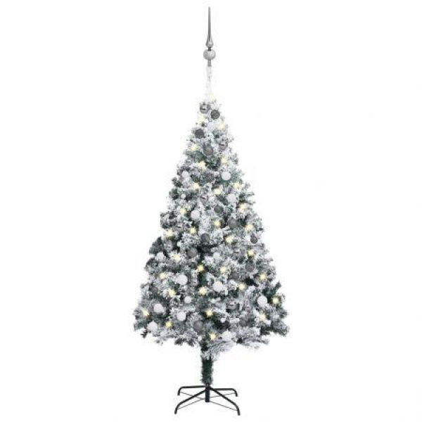 Artificial Pre-lit Christmas Tree with Ball Set Green 180 cm PVC