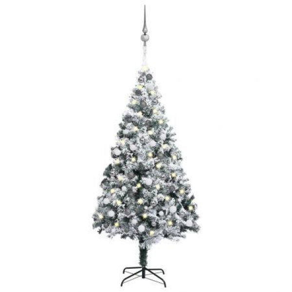 Artificial Pre-lit Christmas Tree with Ball Set Green 210 cm PVC