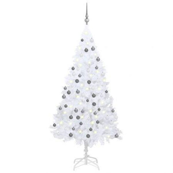 Artificial Pre-lit Christmas Tree with Ball Set White 150 cm PVC