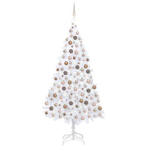 Artificial Pre-lit Christmas Tree with Ball Set White 210 cm PVC