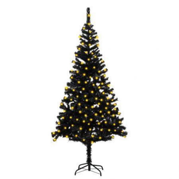 Artificial Pre-lit Christmas Tree with Stand Black 180 cm PVC