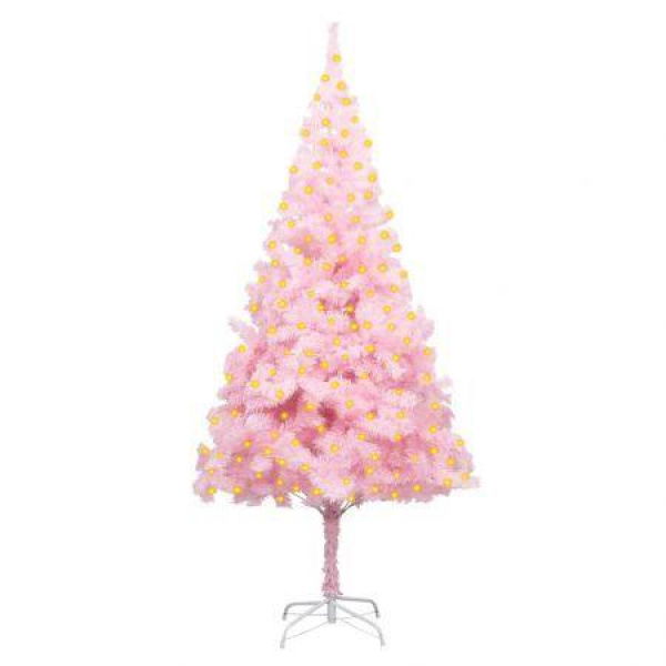 Artificial Pre-lit Christmas Tree with Stand Pink 210 cm PVC