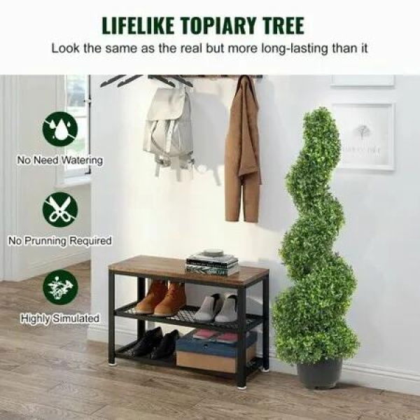 Artificial Topiaries Boxwood Trees, 7.6cm Tall (2 Pieces) Faux Topiary Plant Outdoor, All-year Green Feaux Plant w/ Replaceable Leaves for Decorative Indoor/Outdoor/Garden