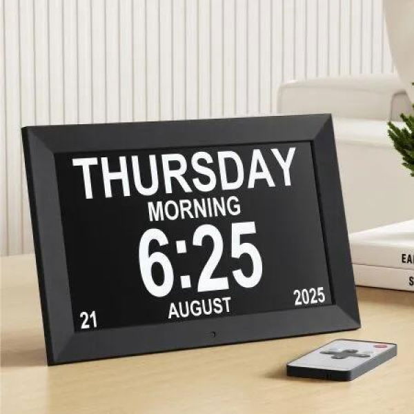 Artiss 10 Digital Day Clock Alarm Calendar Dementia Date Week Desk Clocks Black